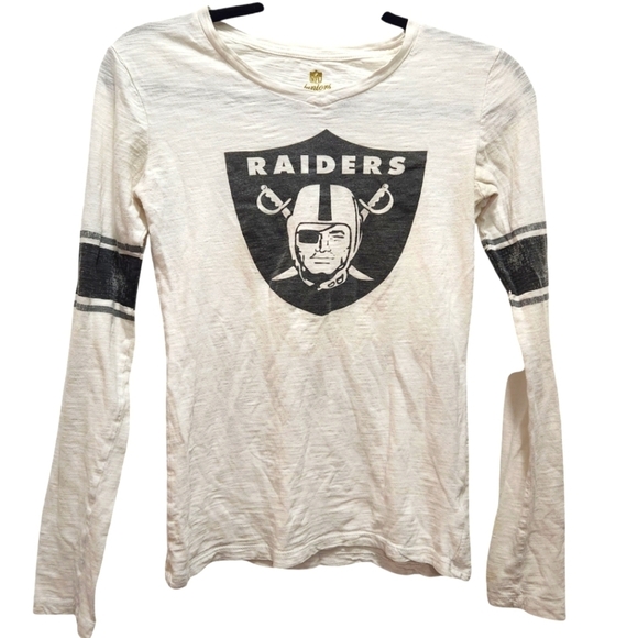 NFL Juniors Collection Raiders Burnout Long Sleeve Size XS White Black Football - Picture 1 of 5